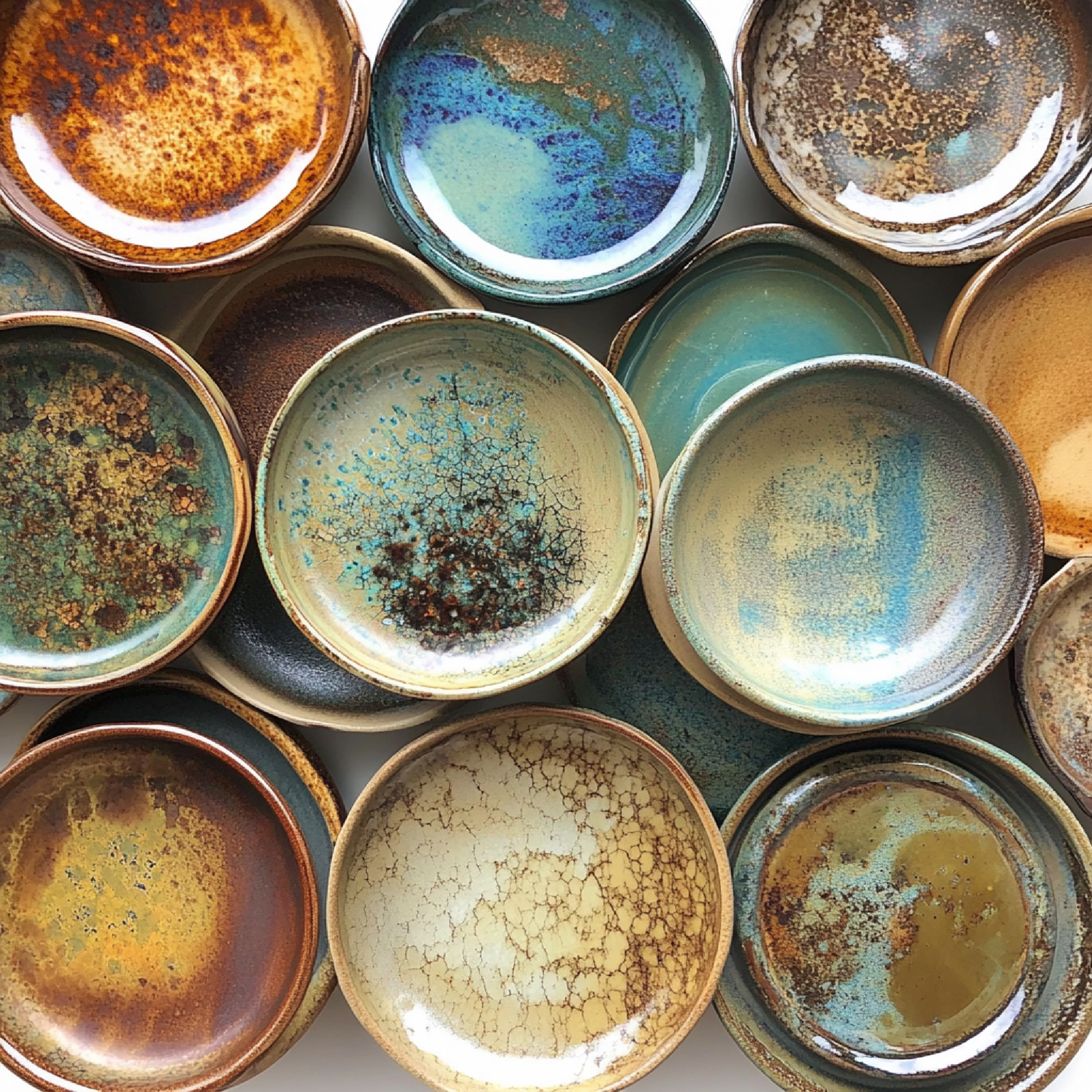 handcrafted clay plates with unique glazes